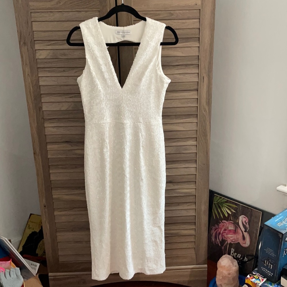 Dress The Population White Rani Sequin Dress